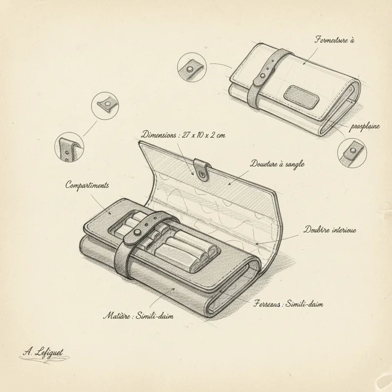 Trousse pour montre - croquis technique artisan | Boites Lefiguet