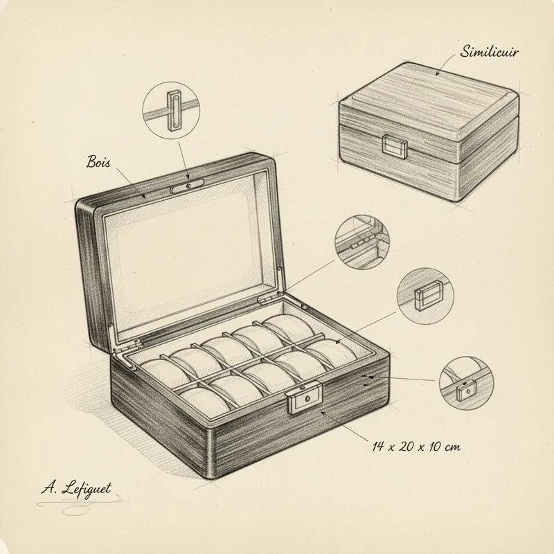 Boite 1 Montre - croquis technique artisan | Boites Lefiguet