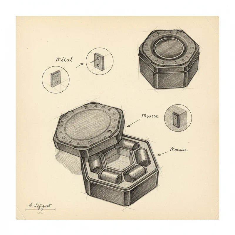 Boite Montre Sport - croquis technique artisan | Boites Lefiguet
