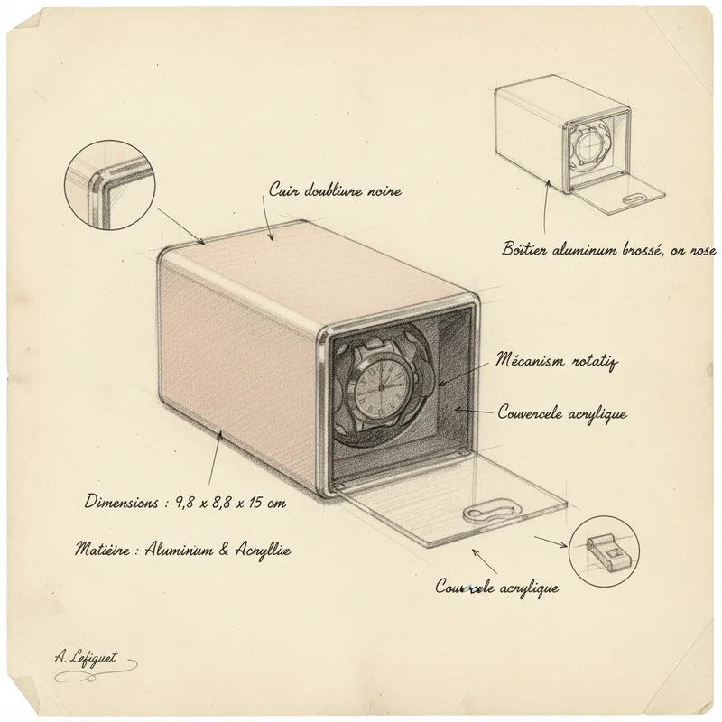 Boitier Remontoir Montre - croquis technique artisan | Boites Lefiguet