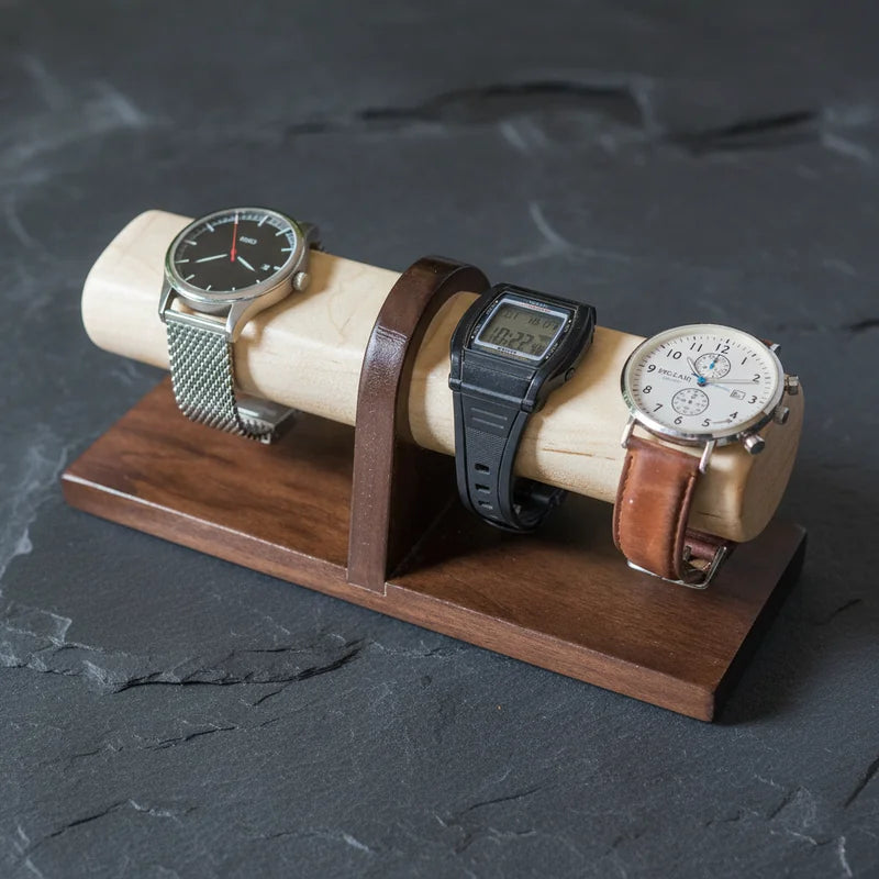 Support à montre en bois 4 slots avec gravure - rangement montres, en bois | Boites Lefiguet