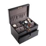 Une boîte Coffret Rangement Montre de Boites Lefiguet avec plusieurs montres dedans.