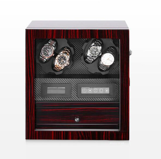 Un coffret en bois Boites Lefiguet avec plusieurs montres Remontoir Montre automatique Laqué avec Tiroir.