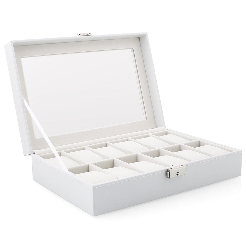 coffret montre cuir blanc