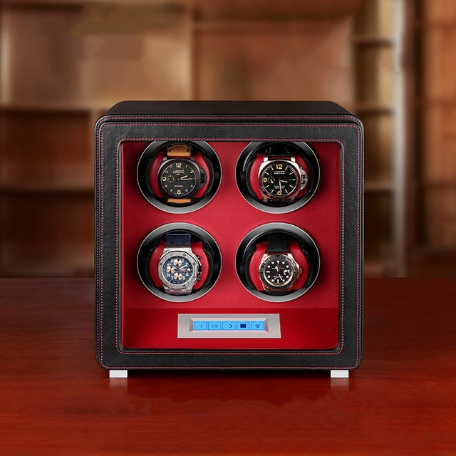 Remontoir Montre de Luxe Digital en Cuir 4 slots