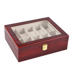 Une boîte en bois Boites Lefiguet avec des compartiments pour les montres Boite a Montre Bois rouge 10 fentes.